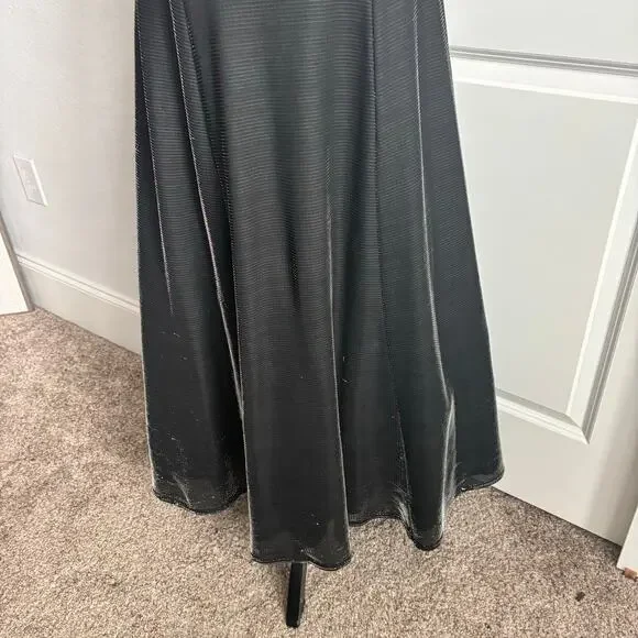 VTG Night Way Collections Metallic Black Ball Gown Dress 4 Spaghetti Strap - Picture 5 of 16